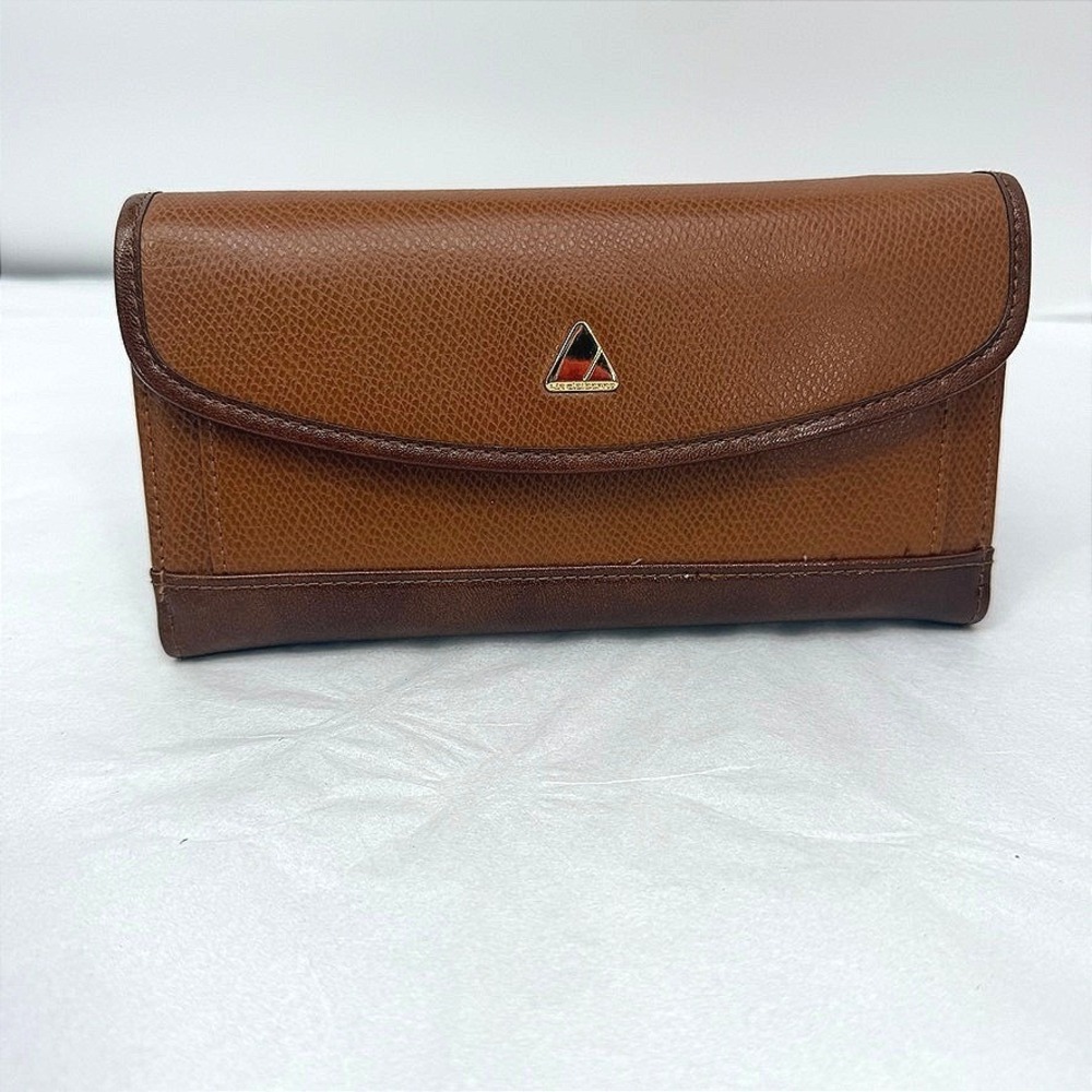 Liz Claiborne Wallet Clutch Brown Pebble Faux Leather VTG Organizer Checkbook